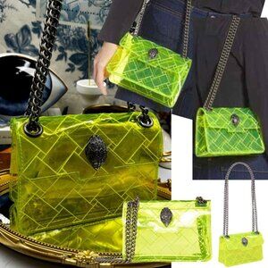 🆕 KURT GEIGER LONDON 🧿 NWOT Mini Kensington PVC Crossbody Bag, Neon Yellow